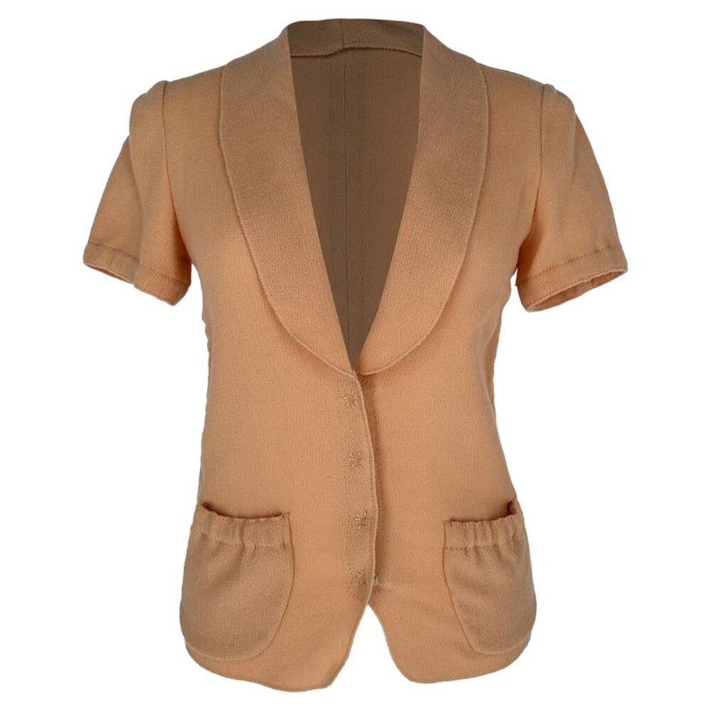 Bottega Veneta Short-Sleeve Blazer in Beige Wool